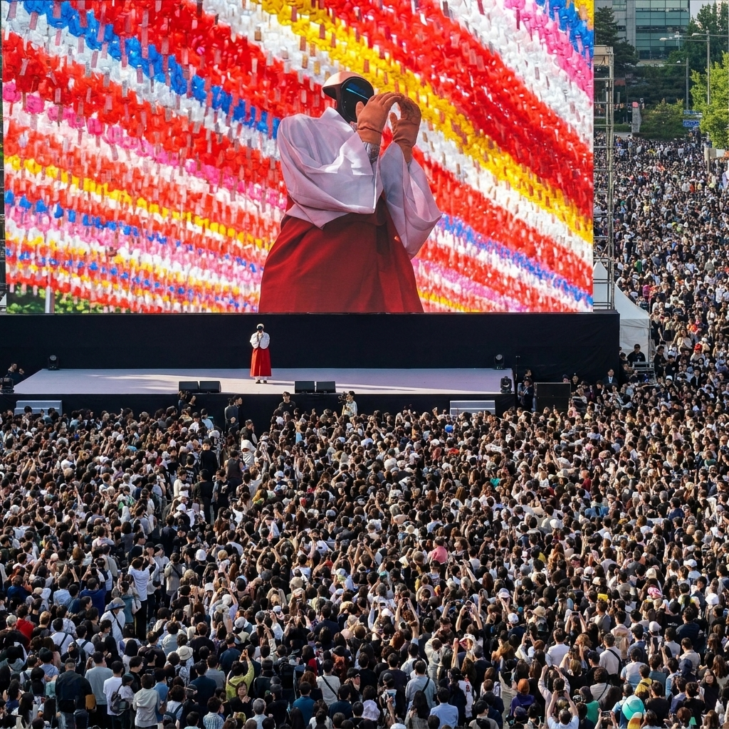 Gabi projected to a giant crowd