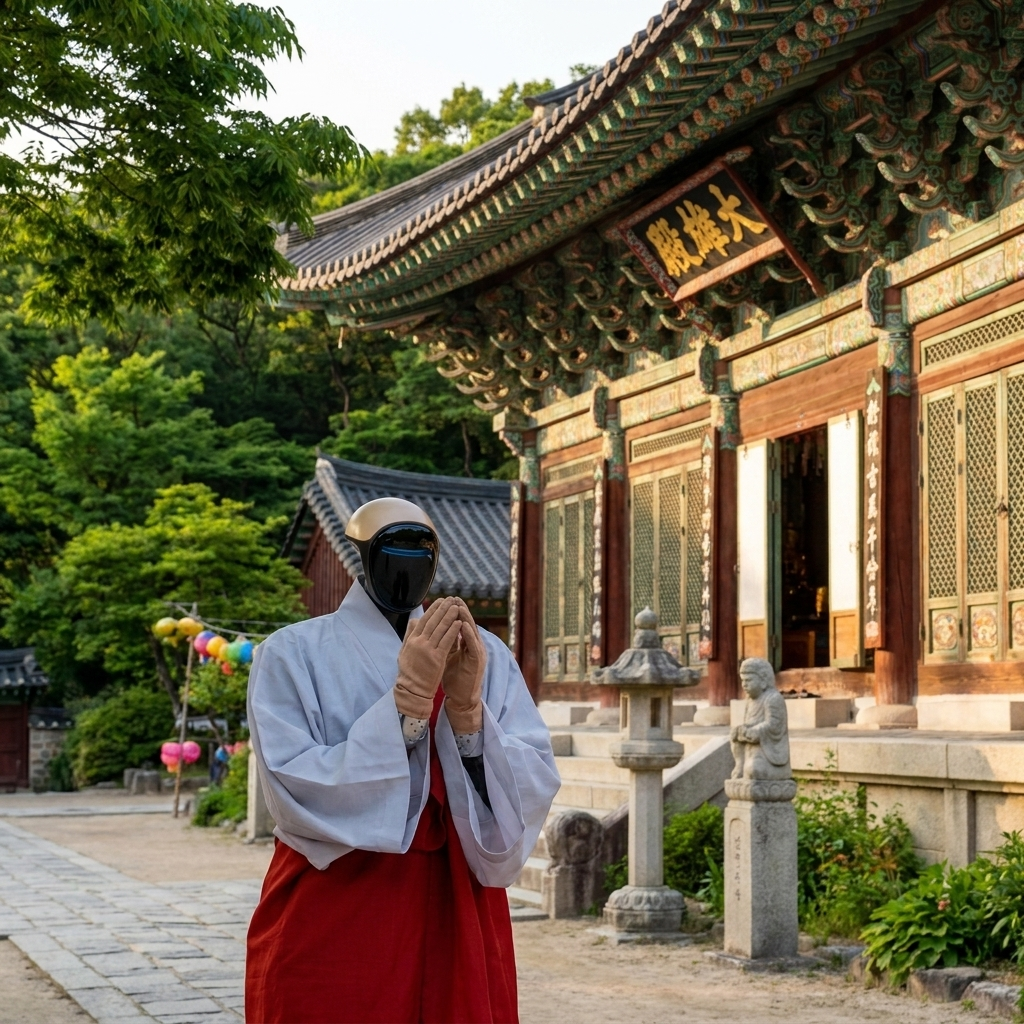 Gabi in a temple courtyard